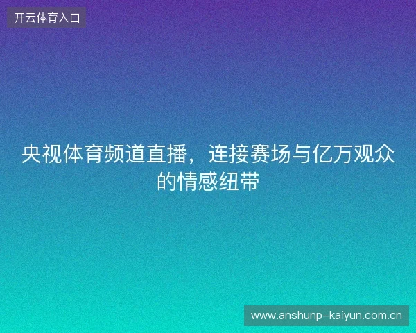 央视体育频道直播,连接赛场与亿万观众的情感纽带 央视体育频道直播,连接赛场与亿万观众的情感纽带
